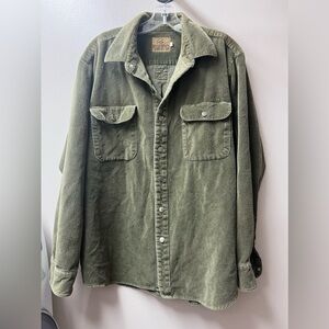 VTG Y2K Men’s Redhead Green Brushed Corduroy Button Down Shirt 100% Cotton XL